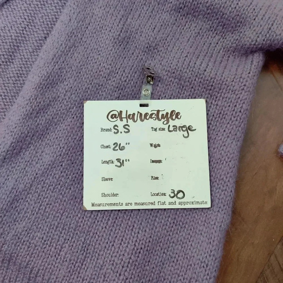 soft surrounding lavender mohair wool hooded cardigan sweater large - Picture 9 of 10